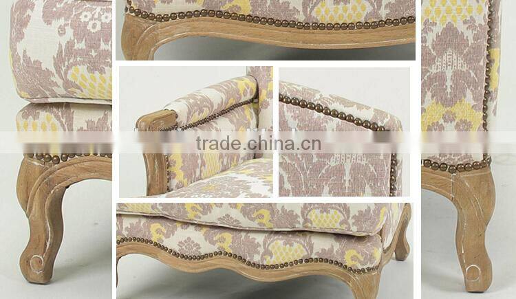 Classic Hand Carved Nail desigend Cotton Fabric Leisure Living Soft Bag Armchair(CH-299-OAK)