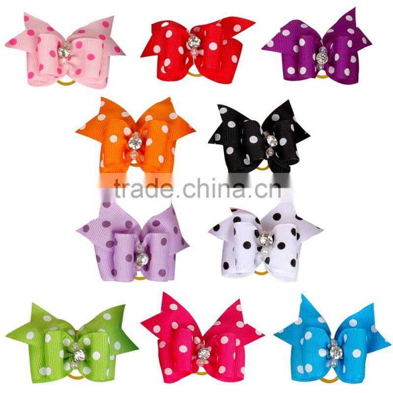 Wholesale Pet Groomings Polka Dots Cheap Bow Ties With Rubber Bands