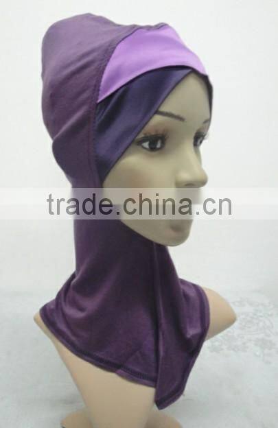 C049 new style both sides two color satin crossover ninja inner underscarf,full underscarf to cover neck