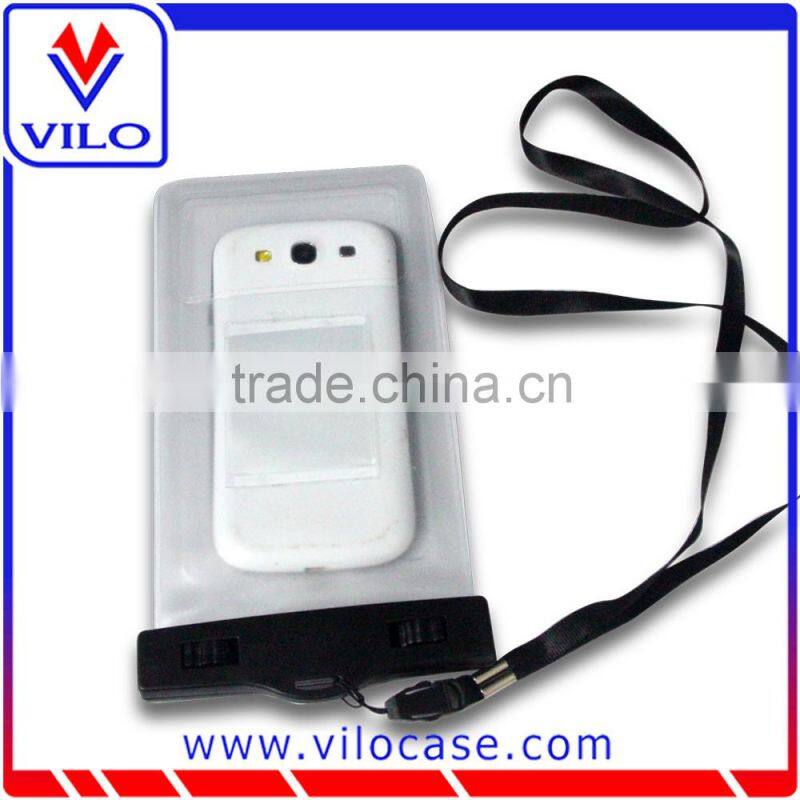 Touchable screen waterproof pouch with neck strap