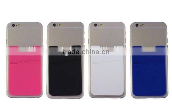 Colorful silicone card holder with 3m sticker for mobile phone