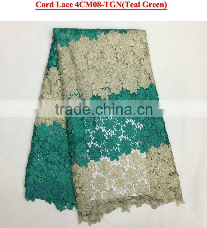 Afircan embroidery cord lace of silver guipure lace for wedding