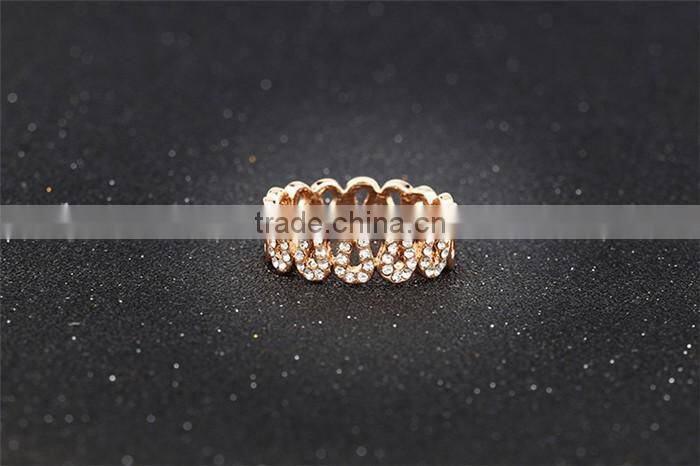 Less than one dollar fashion jewelry full jewelled rhinestone rose gold finger ring