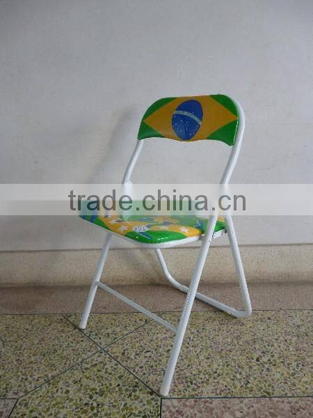 Metal folding chair with PVC cushion seat for living room furniture