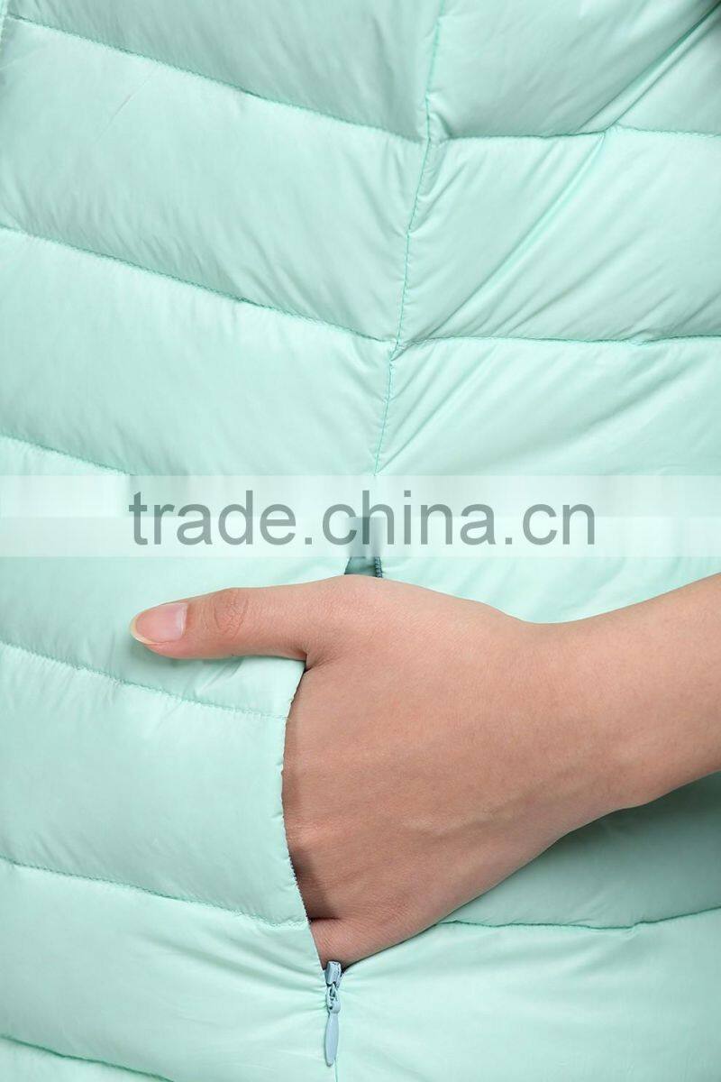 2015 Anti-Pilling green Down Vest for Womens