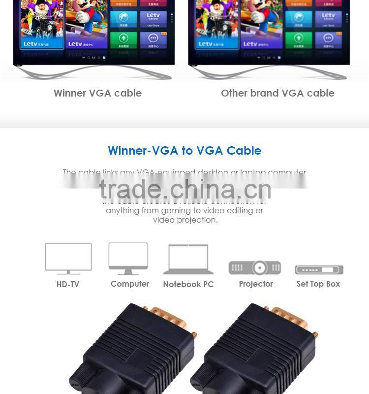 Gold Plated HD 15 M/M 3+4 VGA Monitor Cable with Ferrites 6 Feet, 100% Bare Copper