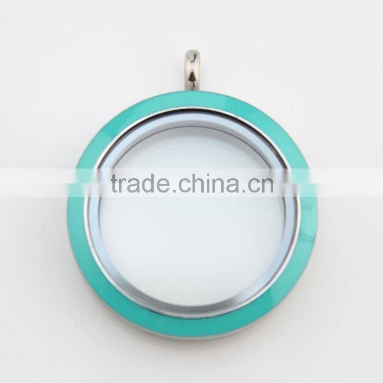 DIY 30mm orange enamel colored 316L stainless steel screw large floating charms locket