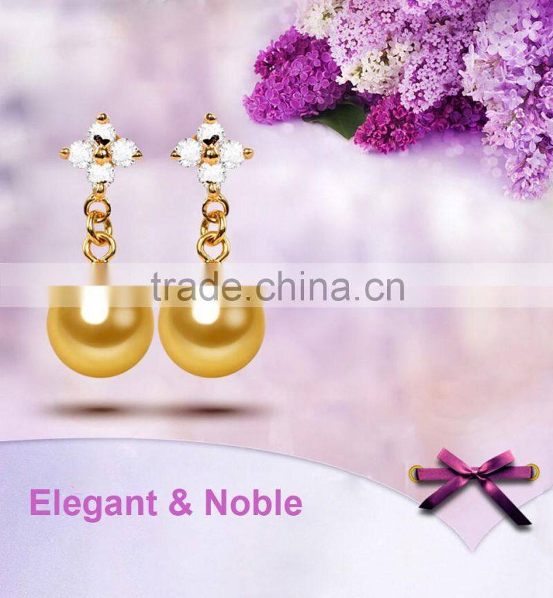 Japanese circular 7--7.5mm golden akoya pearl jewelry earrings for sales