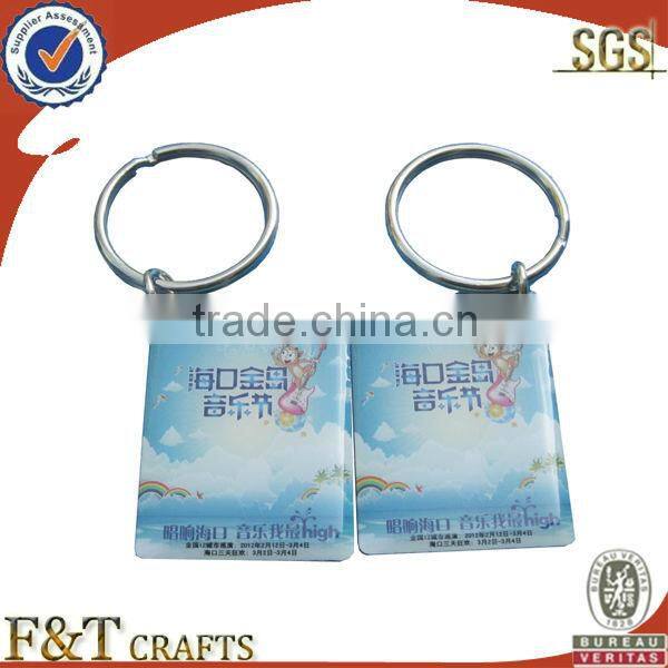 cheap no minimum stainless steel offset print keychain promotion for business gift