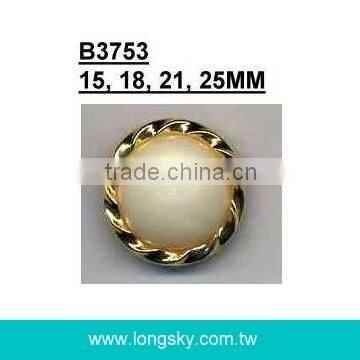 (#B6057) two holes gold plating white rim two parts assembled white garment plastic button