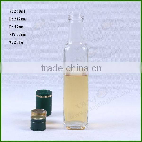 250ml Cheap Clear Square Glass Bottle For Olive Oil