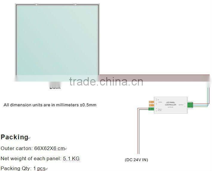 Color Temperature Adjustable LED Panel 600X600 with Remote Controller