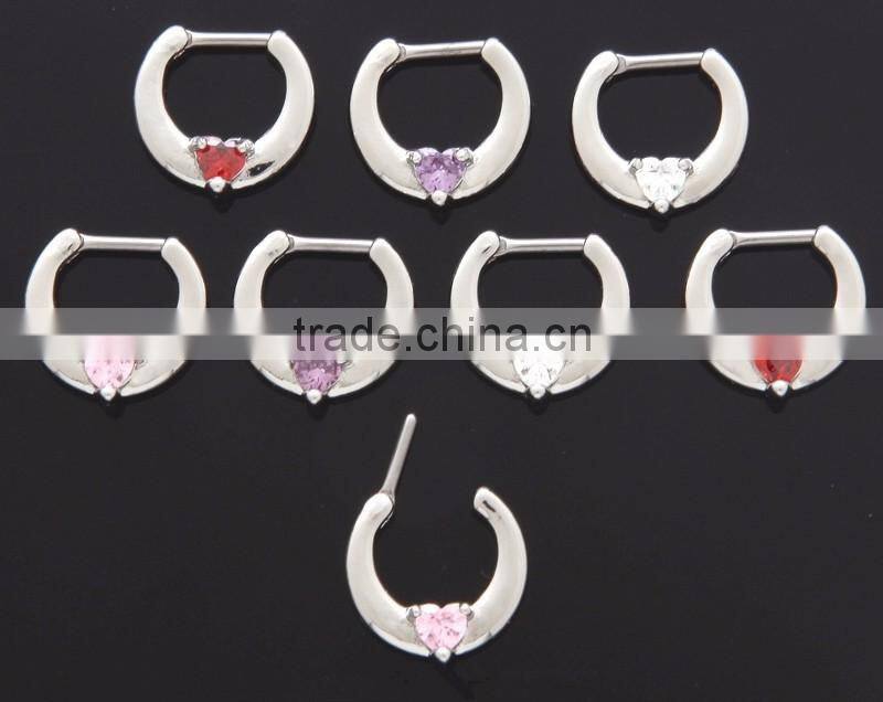 Heart CZ Septum Clickers
