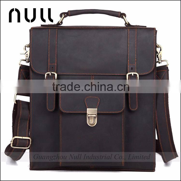vintage men's genuine leather military backpack
