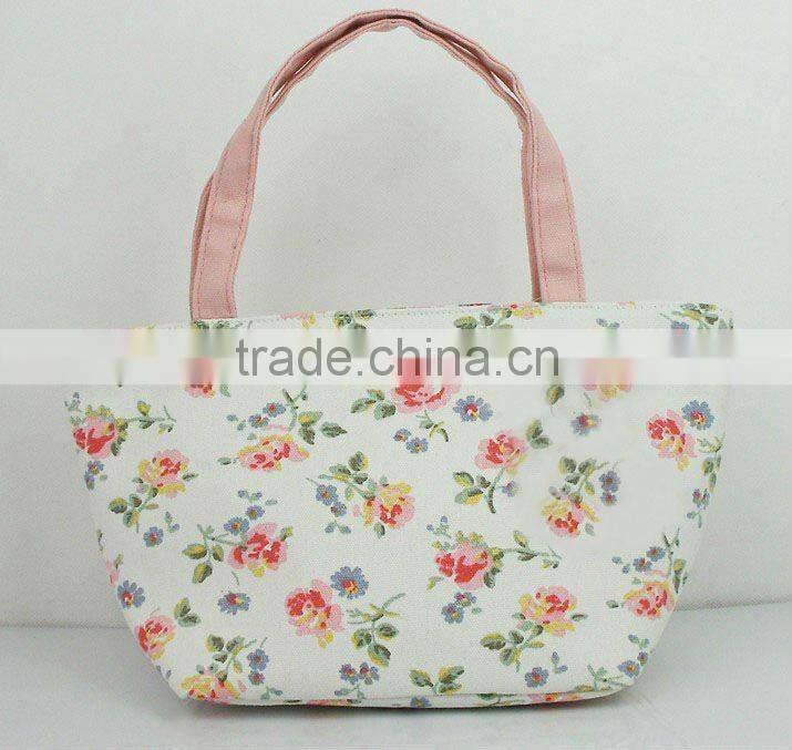 Floral canvas shopping bag, reusable shippinmg bag with printing flower