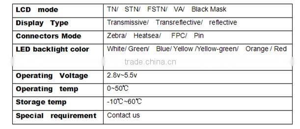Bolong custom Basic TN/STN/FSTN/VA/black lcd display module Standard COB