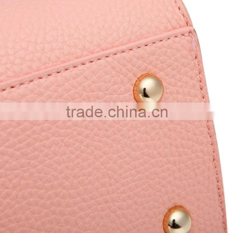 Wholesale fancy nice look pink snake skin pattern genuine leather handbag