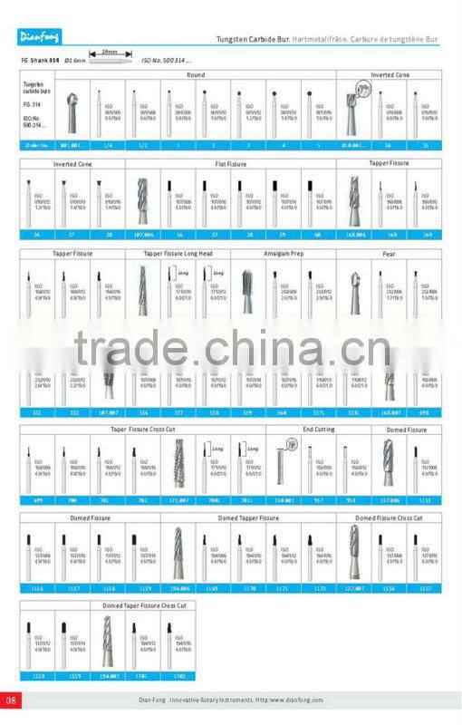 1156 Domed Fissure FG High Speed Tungsten Carbide Burs Dental Chair Equipment