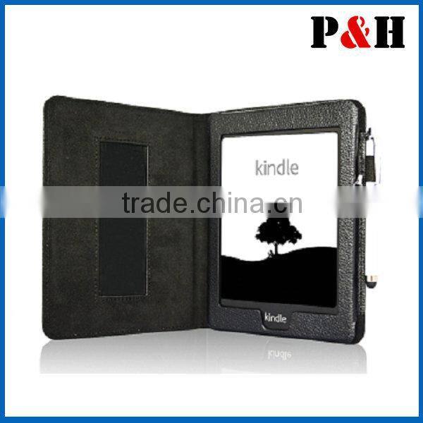 Most popular high quality manufacturer leather case with hand strap for kindle paperwhite