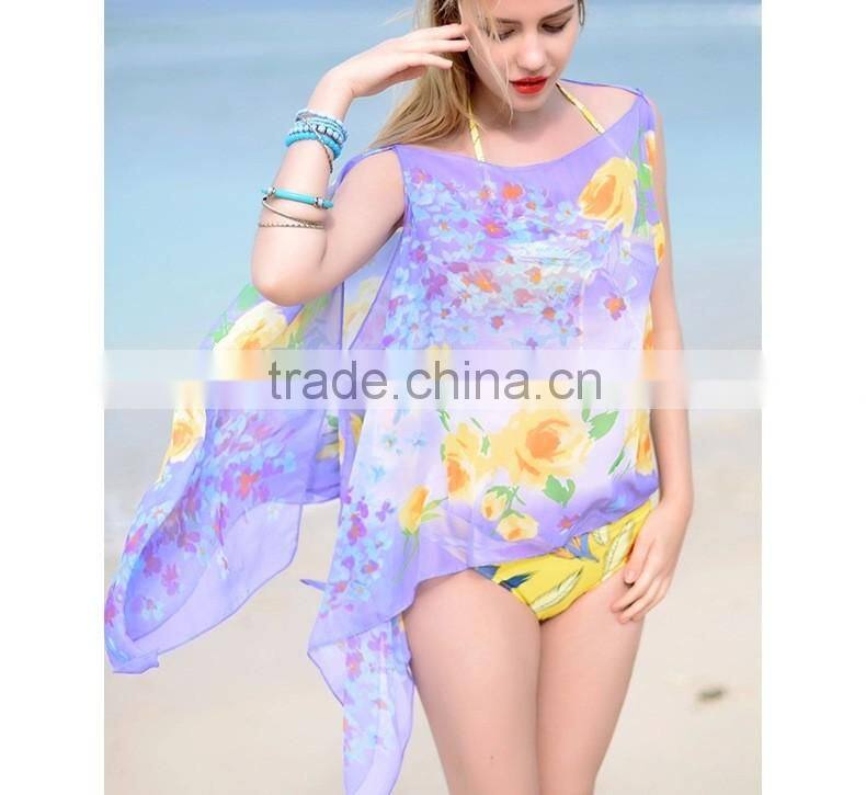 2015 summer beach chiffon poncho scarf shawl dress