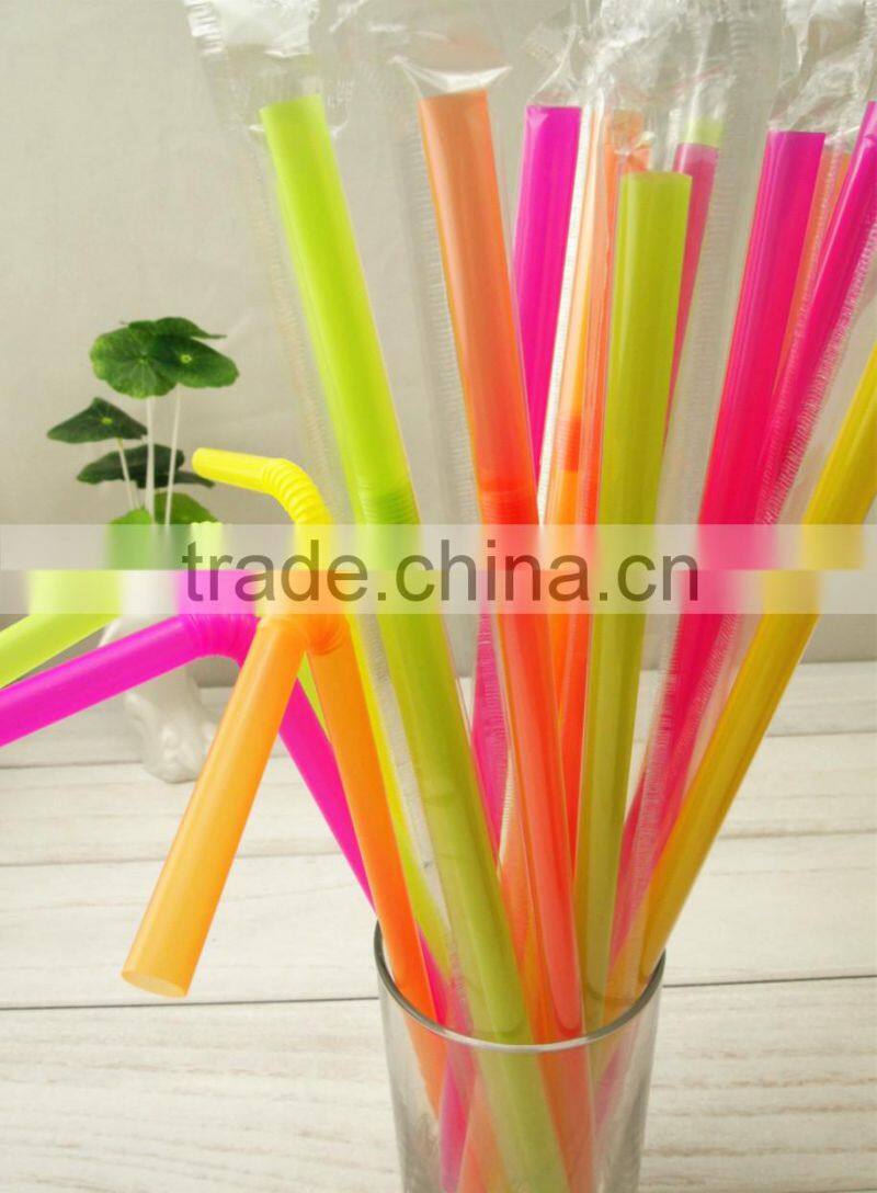 Disposable plastic straw with different colors long flexible drinking straws