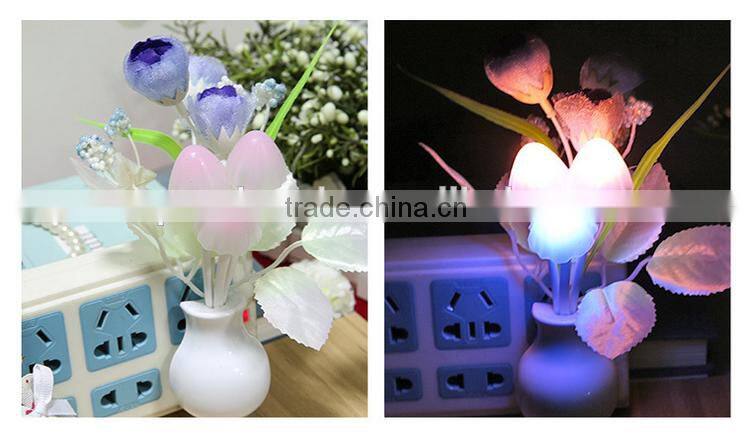 Sensor Night Light Flower LED Lamp EU/US Plug Romantic Colorful Home Decor
