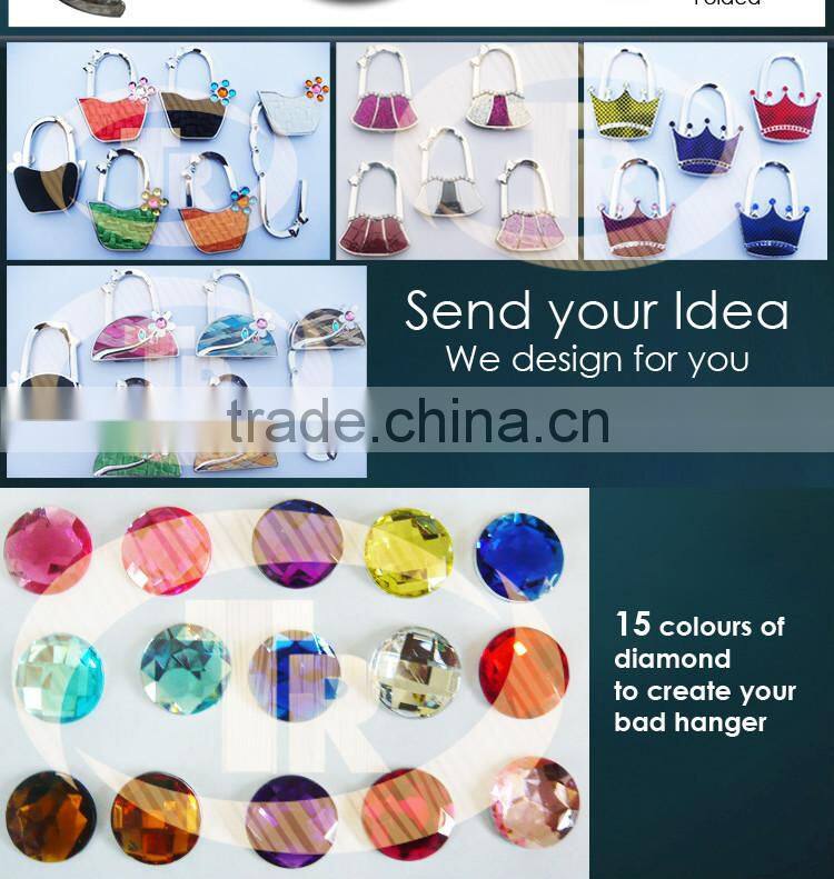 Professional Gift Customized Metal Foldable Purse Hanger Metal Crafts Bag Hanger Stand