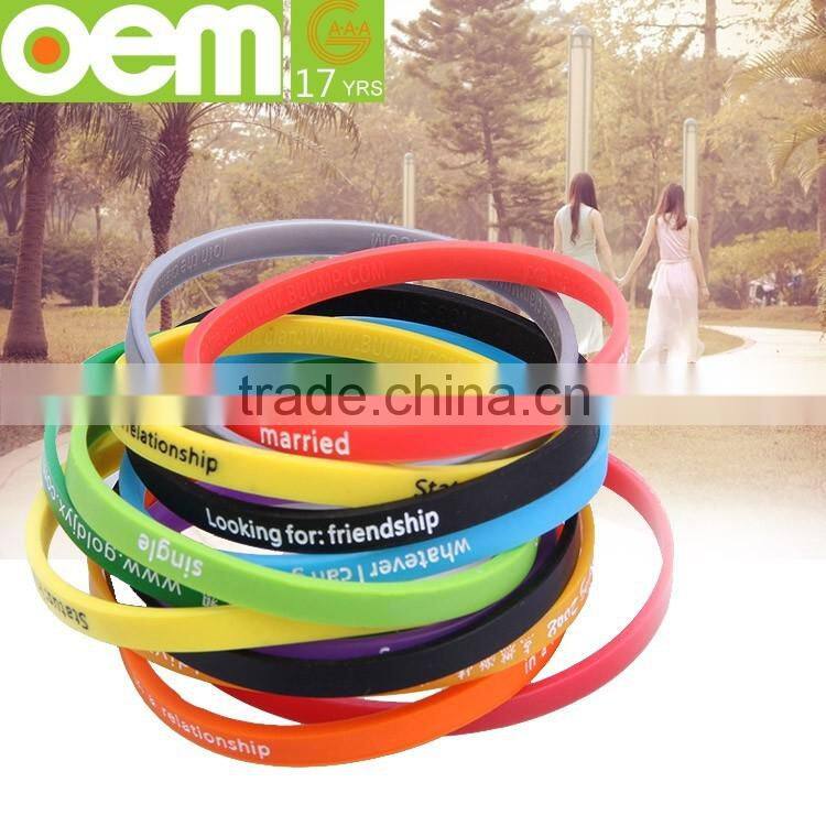 factory direct sales wonderful attractive silicone bracelet ,soft silicone wristband,thin silicone bracelet