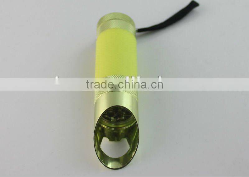 9 LED Fluorescence Cover Bottle Aluminum Flashlight