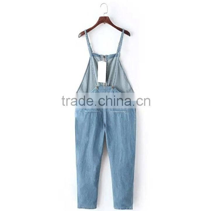 casual style loose fit denim overall with zip deatails (JXA072)