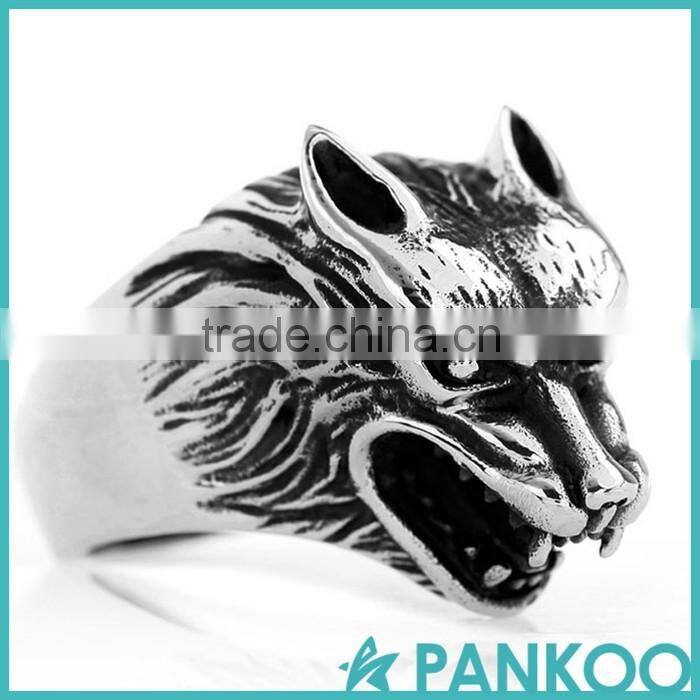 pankoo wholesale 2016 animals series of retro punk tai silver and titanium unisex ring