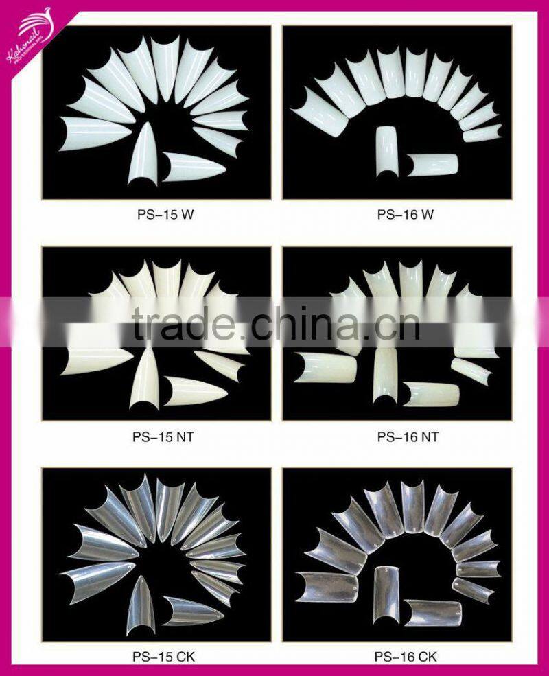 Artificial Fingernails Curved Form Nail Tips / Nail Art Tips with 10 different sizes