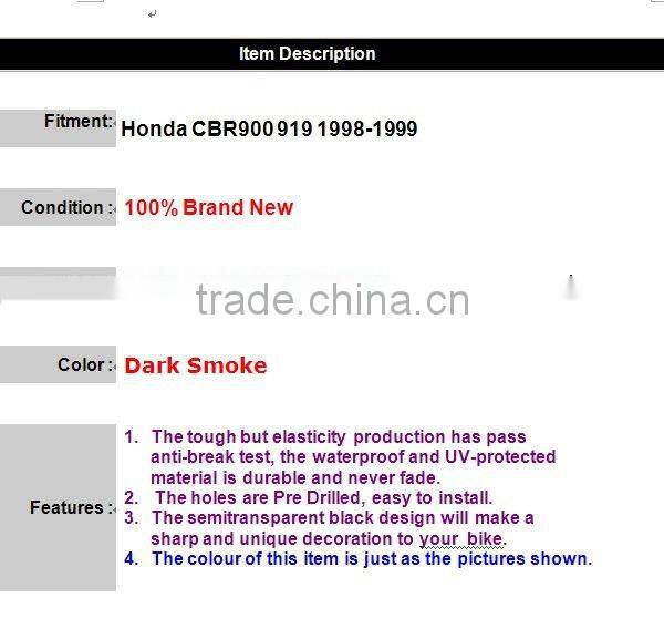 98-99 CBR900/919 motorcycle windscreen/windshield for honda windshield PC plastic