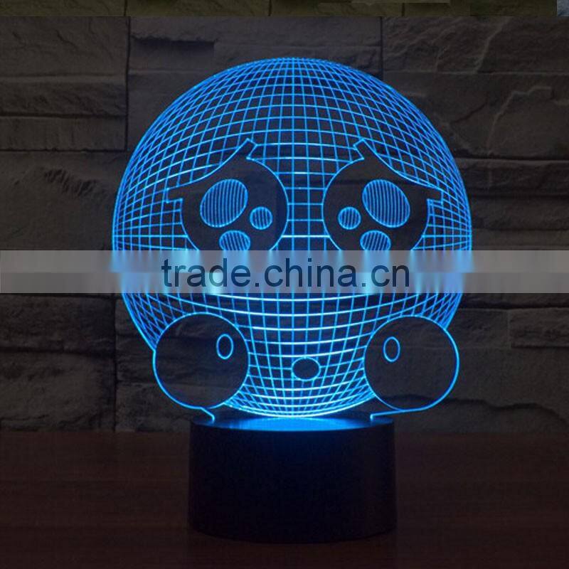 Acrylic 3D QQ Sad Expression LED Night Light Creative Stereoscopic 7 Colors Flashing Touch LED Bedside Lamp Christams Gift Light