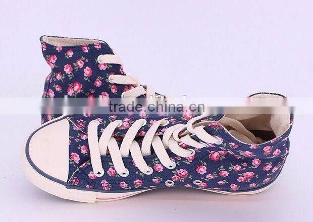 Sneakers shoes women canvas shoes high cut flora print vulcanized shoes
