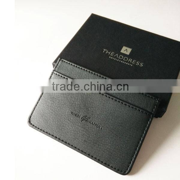 Embossed Logo Leather Credit Card Holder