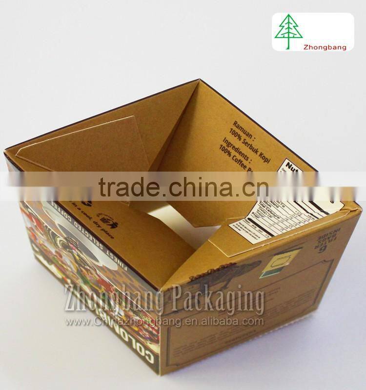 matte lamination brown paper box with auto lock bottom