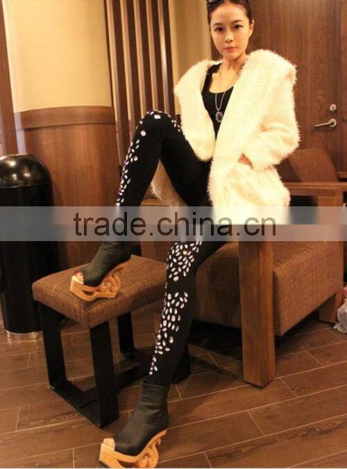 Leggings With Crystal Decoration Girls Hot Leggings , Summer Slim Leggings