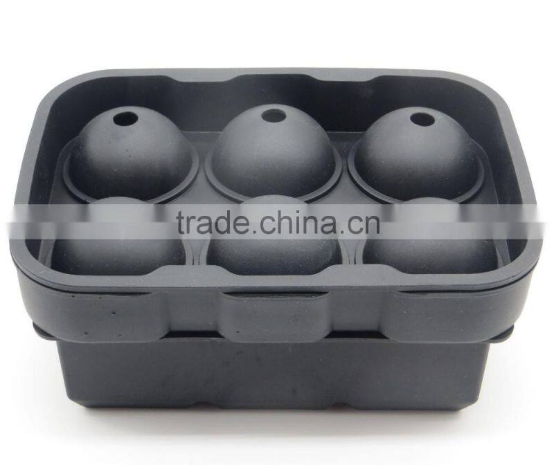 wholesale FDA food grade bpa free big sphere cube homemade 6 cavity silicone ice cooler mold