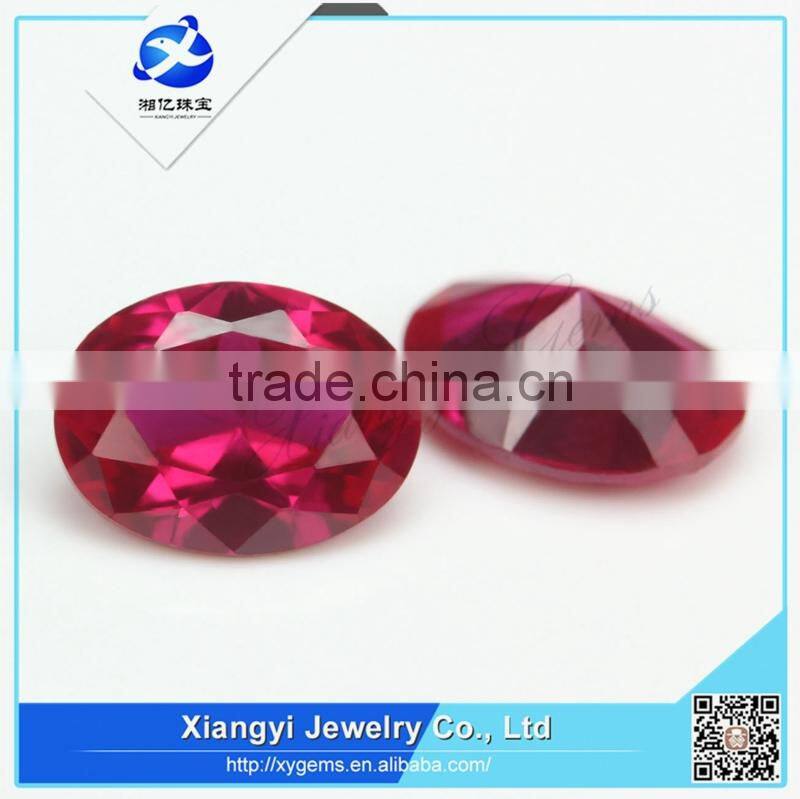 diamond cut round shape lab created ruby gemstone bead for jewelry