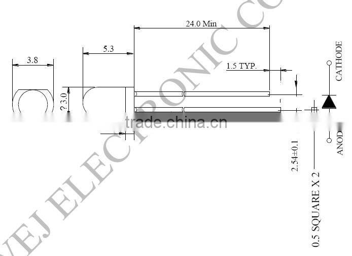 Through hole package red diffused 1.5V 3mm led diode