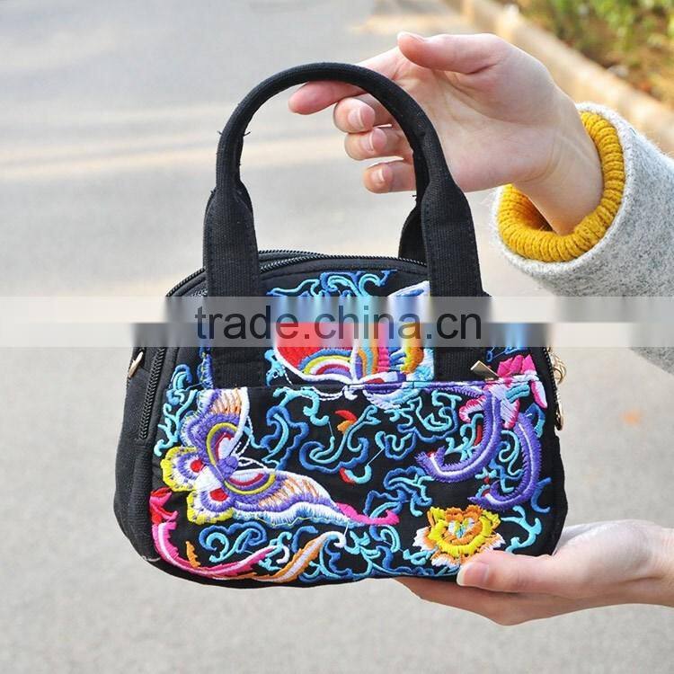 Single strap women shoulder bag/handbags with long strap embroidery