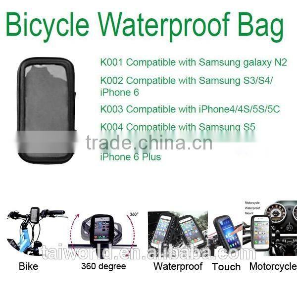 Waterproof Zipper Case Bag Motor Bike Bar Mount for Smartphone and small GPS