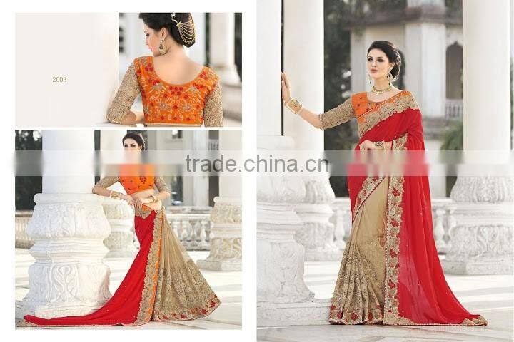 Green Georgette On Net Saree