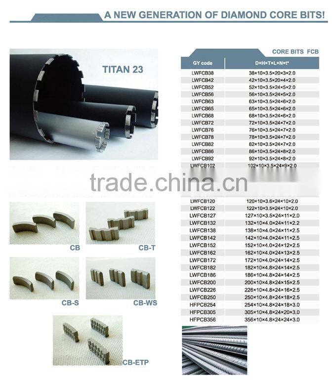 Diamond Core Drill bits for drilling concrete stones or ceramics