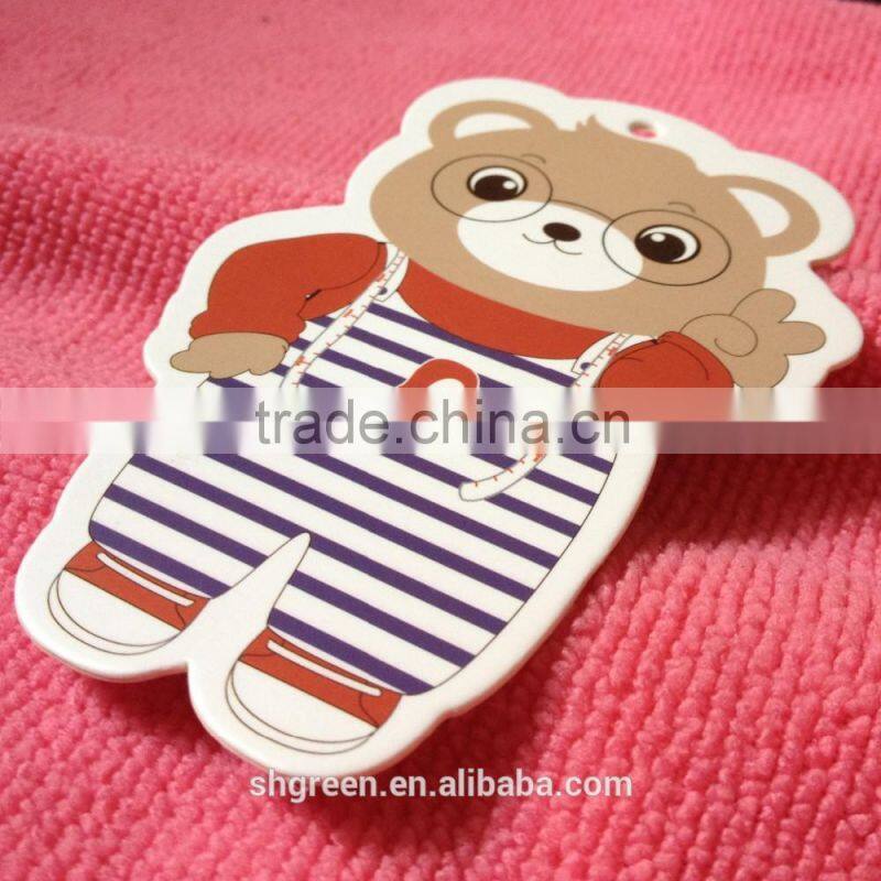 Die cut UV embossing hangtag for baby clothing