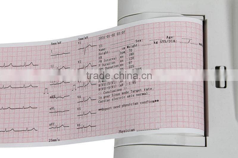 CE& FDA approved portable ecg machine Digital 6-channel Touch screen color Electrocardiograph ECG EKG machine with free software