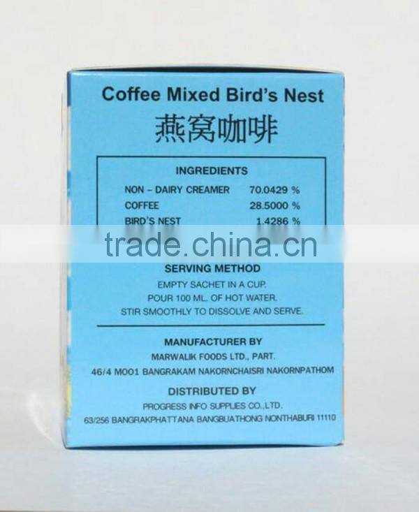 Natural Product Thai Tastes Instant Coffee Mixed Bird's Nest Sugar Free Healthy Coffee , High Quality With Proteins And Nutritio