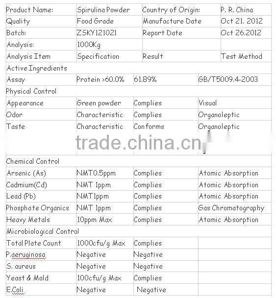 Spirulina Powder from GMP Certified Manufacturer