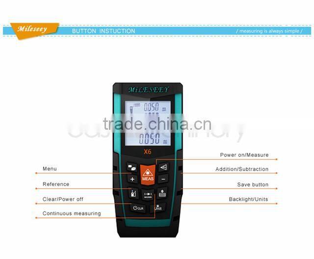 Mileseey 100m Handheld Laser Distance Meter Digital Laser Range Finder Laser Range Meter Laser Tape Measure X6